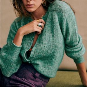 Sézane Camille Cardigan in Celadon Green